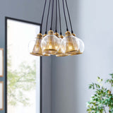 Rustic Modern Peak Cluster Pendant Chandelier - Yellow - Clear Glass Spheres - BUILDMYPLACE