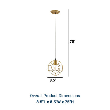 Rose Gold Pique Metal Geometric Pendant Light - E26 - 60W - Pentagon Shape - Stainless Steel Ceiling Light Fixture