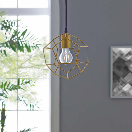 Rose Gold Pique Metal Geometric Pendant Light - E26 - 60W - Pentagon Shape - Stainless Steel Ceiling Light Fixture - BUILDMYPLACE