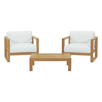 Upland 3 Piece Outdoor Patio Teak Set With Upland Coffee Table