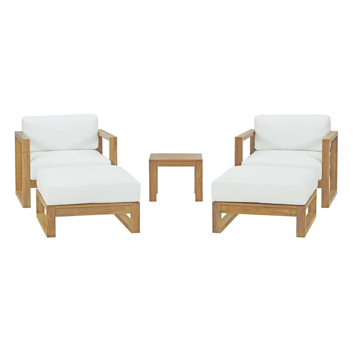 Upland 5 Piece Outdoor Patio Teak Set - BUILDMYPLACE