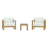 Upland 3 Piece  2 Seater Outdoor Patio Teak Set With Upland Side Table - BUILDMYPLACE