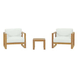 Upland 3 Piece  2 Seater Outdoor Patio Teak Set With Upland Side Table - BUILDMYPLACE