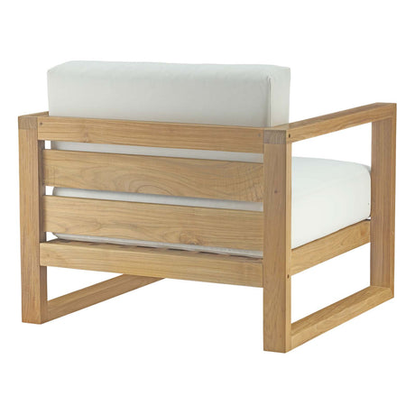 Upland 3 Piece  2 Seater Outdoor Patio Teak Set With Upland Side Table - BUILDMYPLACE