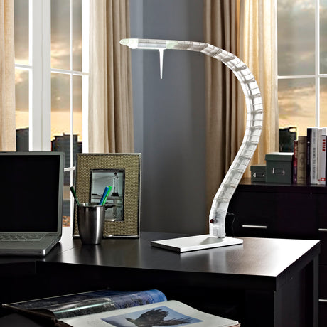 Inspect LED Light Table Lamp W/ Dimmer - 36" x 25" x 25" - Flexible Metal Arm, White - BUILDMYPLACE