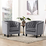 Modern Prospect Tufted Upholstered Velvet 2 Set Sofa - Mid Century Modern Accent ArmChair