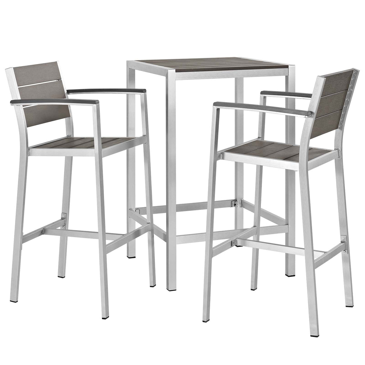 Shore 3 Piece Outdoor Patio Aluminum Outdoor Pub Set With Bar Table - BUILDMYPLACE