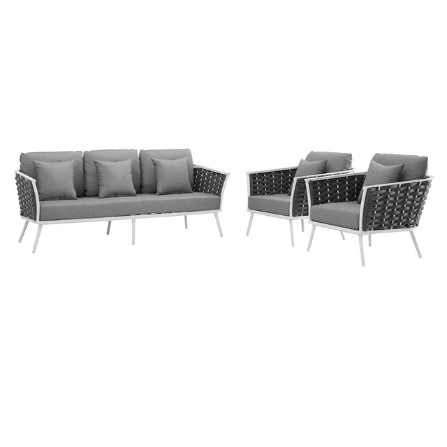 Stance 3 Piece Outdoor Patio Aluminum Sectional with Stance Sofa Set - BUILDMYPLACE