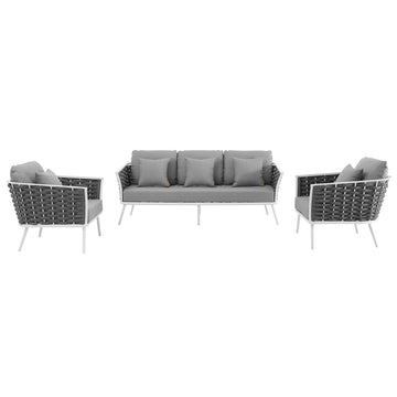 Stance 3 Piece Outdoor Patio Aluminum Sectional with Stance Sofa Set