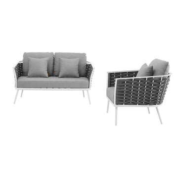 Stance 2 Piece 3 Seater Outdoor Patio Aluminum Sectional Sofa Set