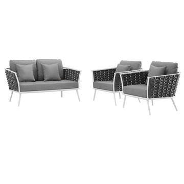 Stance 3 Piece 4 Seater Outdoor Patio Aluminum Sectional Sofa Set