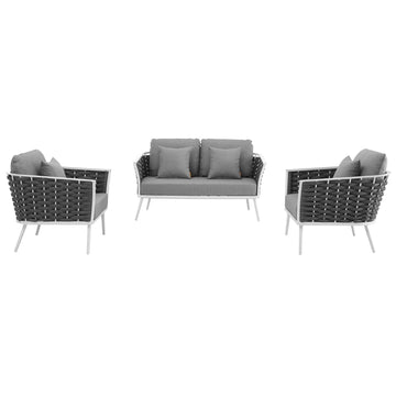 Stance 3 Piece 4 Seater Outdoor Patio Aluminum Sectional Sofa Set