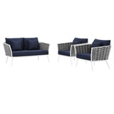 Stance 3 Piece 4 Seater Outdoor Patio Aluminum Sectional Sofa Set - BUILDMYPLACE