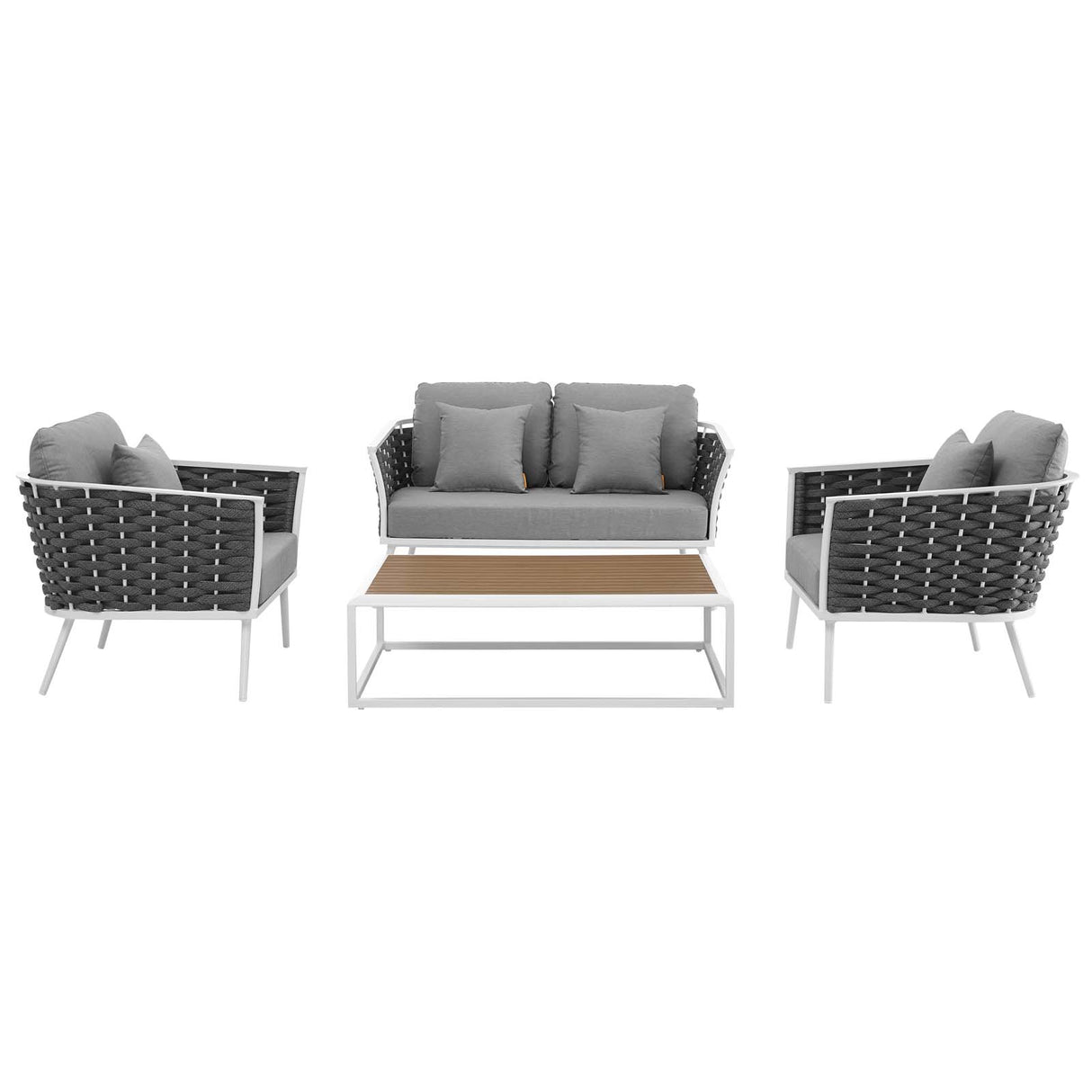 Stance 4 Piece Outdoor Patio Aluminum Sectional Sofa Set With Stance Loveseat - BUILDMYPLACE