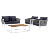 Stance 4 Piece Outdoor Patio Aluminum Sectional Sofa Set With Stance Loveseat - BUILDMYPLACE