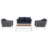 Stance 4 Piece Outdoor Patio Aluminum Sectional Sofa Set With Stance Loveseat - BUILDMYPLACE