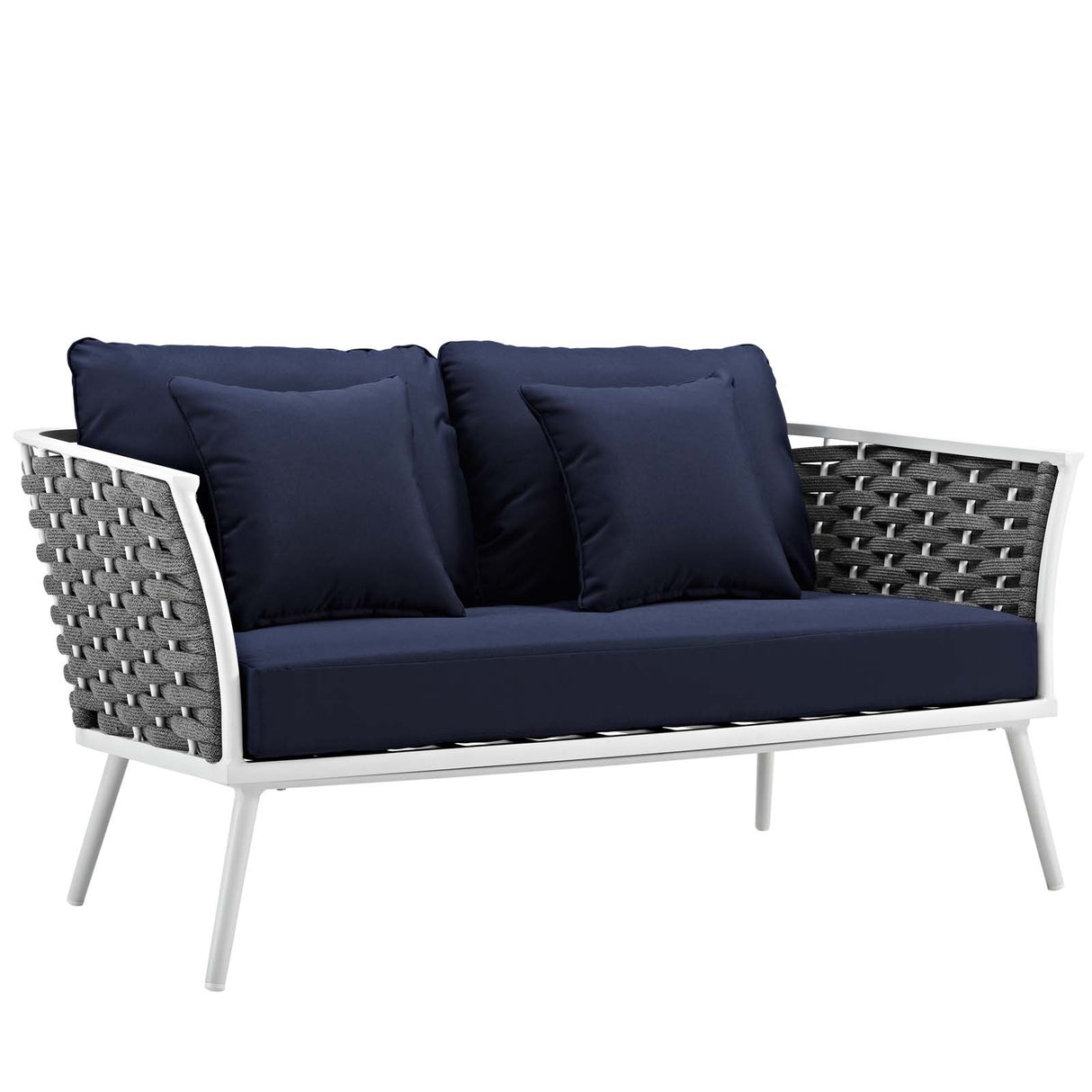 Stance 4 Piece Outdoor Patio Aluminum Sectional Sofa Set With Stance Loveseat - BUILDMYPLACE