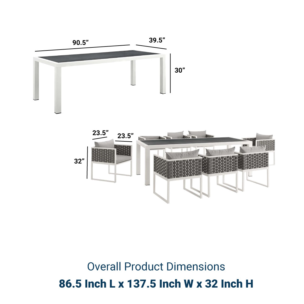 Stance 9 Piece Outdoor Patio Aluminum Dining Set - BUILDMYPLACE