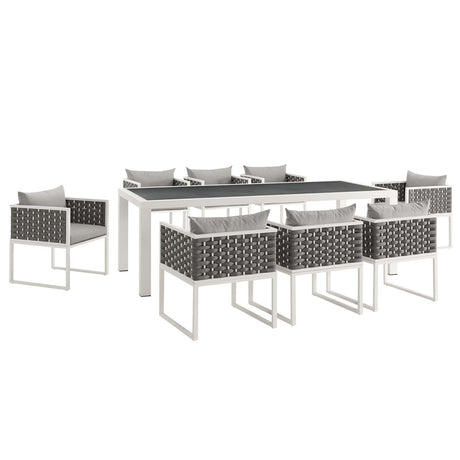 Stance 9 Piece Outdoor Patio Aluminum Dining Set - BUILDMYPLACE
