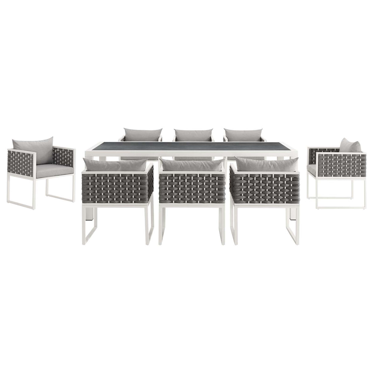 Stance 9 Piece Outdoor Patio Aluminum Dining Set - BUILDMYPLACE