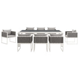Stance 9 Piece Outdoor Patio Aluminum Dining Set - BUILDMYPLACE