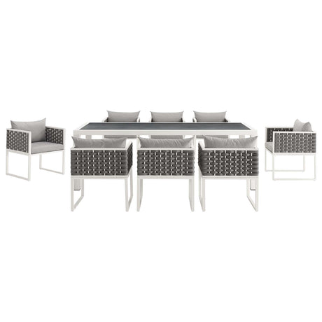 Stance 9 Piece Outdoor Patio Aluminum Dining Set - BUILDMYPLACE