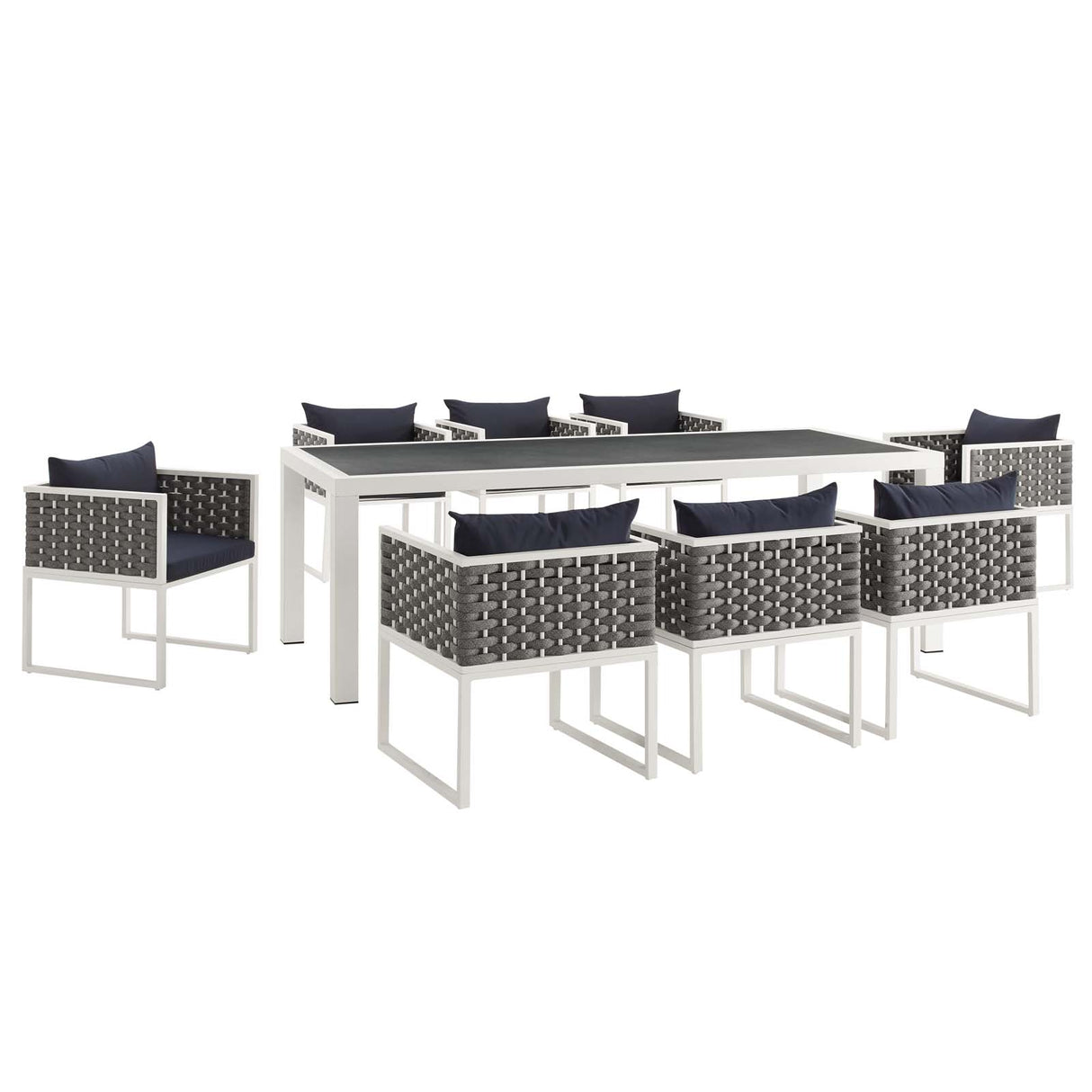 Stance 9 Piece Outdoor Patio Aluminum Dining Set - BUILDMYPLACE