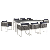 Stance 9 Piece Outdoor Patio Aluminum Dining Set - BUILDMYPLACE