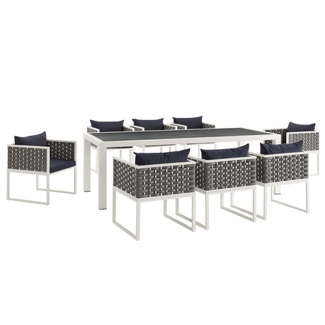 Stance 9 Piece Outdoor Patio Aluminum Dining Set - BUILDMYPLACE