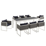 Stance 9 Piece Outdoor Patio Aluminum Dining Set - BUILDMYPLACE