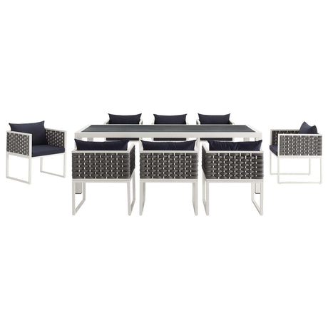 Stance 9 Piece Outdoor Patio Aluminum Dining Set - BUILDMYPLACE