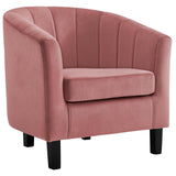 Prospect Channel Tufted Performance Velvet Support Chair - Plush Foam Cushion Armchair - BUILDMYPLACE