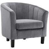 Prospect Channel Tufted Performance Velvet Support Chair - Plush Foam Cushion Armchair - BUILDMYPLACE