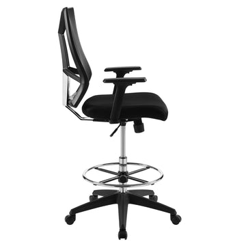 Modern Executive Adjustable Extol Mesh Stool Rolling Swivel Drafting Chair, Black