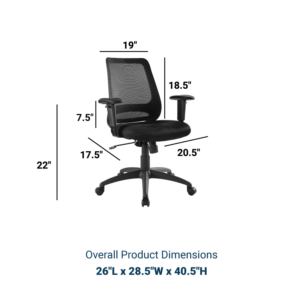 High Back Adjustable Forge Mesh Office Chair With Recline - For Desk Chair, Black - BUILDMYPLACE