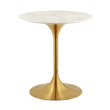 Lippa 28" Round Artificial Marble Dining Table - Metal Tapered Base Dining Table - BUILDMYPLACE