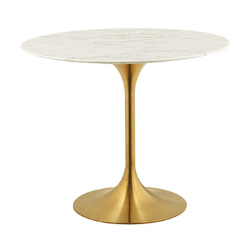 Lippa 36" Round Artificial Marble Dining Table - Mid - Century Modern Indoor Dining Table