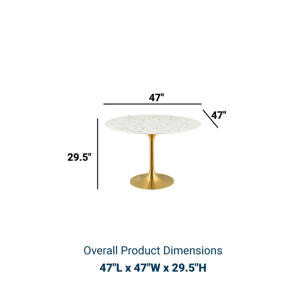 Lippa 47" Round Artificial Marble Dining Table - Indoor/Outdoor Patio Furniture Set - BUILDMYPLACE