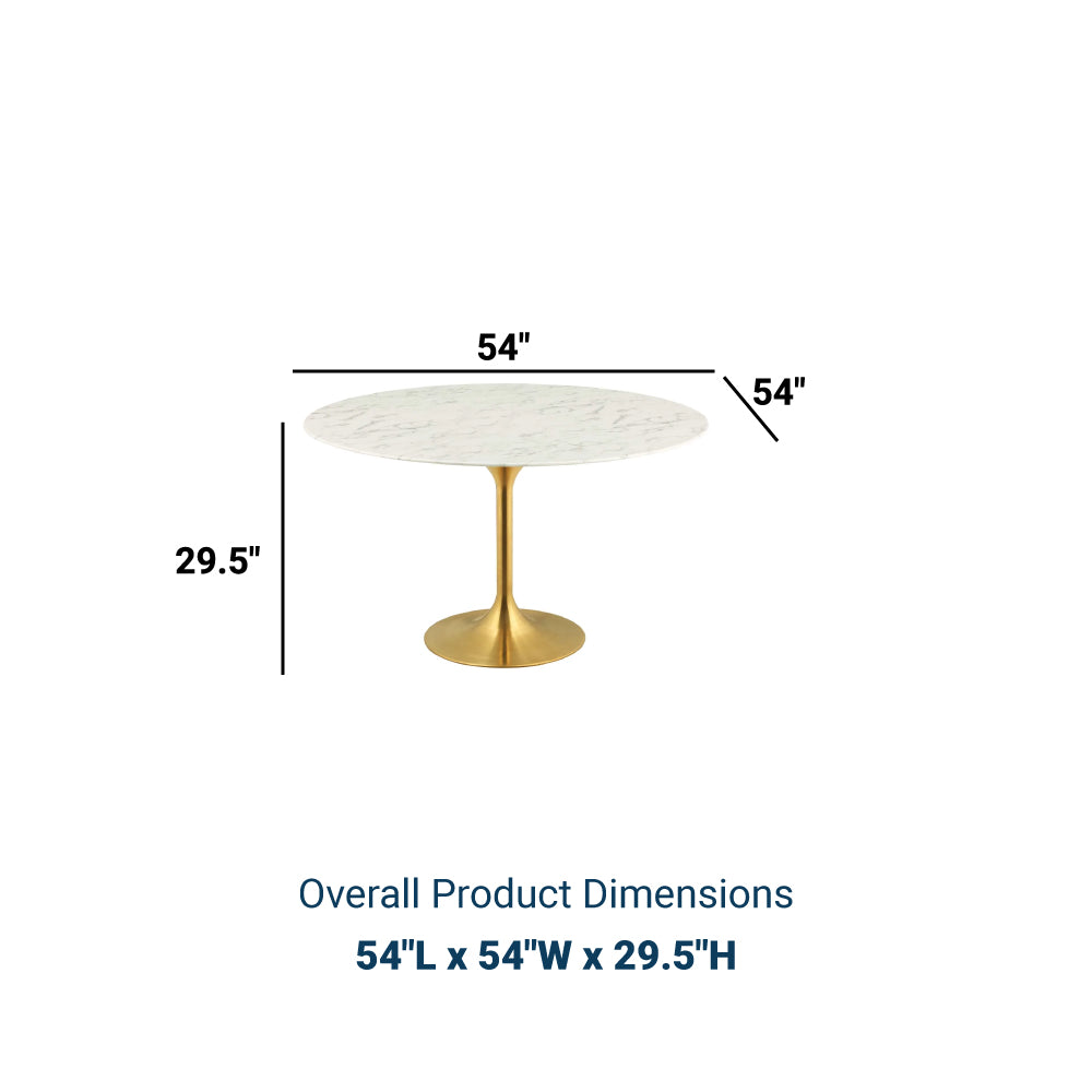 Lippa 54" Round Artificial Marble Dining Table - Indoor/Outdoor Dining Table Set - BUILDMYPLACE