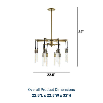 Industrial Antique Brass Resolve Pendant Chandelier - Yellow - 220V - UL Listed