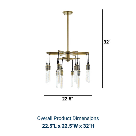 Industrial Antique Brass Resolve Pendant Chandelier - Yellow - 220V - UL Listed - BUILDMYPLACE