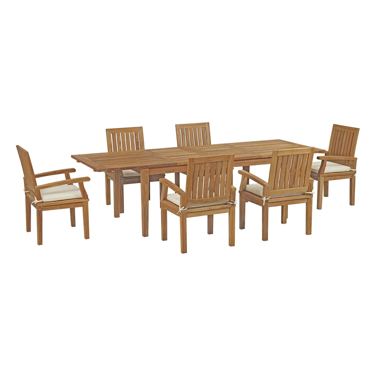 Marina 7 Piece 6 Seater Outdoor Patio Teak Dining Set