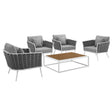 Stance 5 Piece 4 Seater Outdoor Patio Aluminum Sectional Sofa Set - BUILDMYPLACE