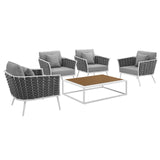 Stance 5 Piece 4 Seater Outdoor Patio Aluminum Sectional Sofa Set - BUILDMYPLACE