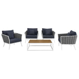 Stance 5 Piece 4 Seater Outdoor Patio Aluminum Sectional Sofa Set - BUILDMYPLACE