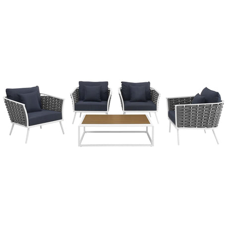 Stance 5 Piece 4 Seater Outdoor Patio Aluminum Sectional Sofa Set - BUILDMYPLACE
