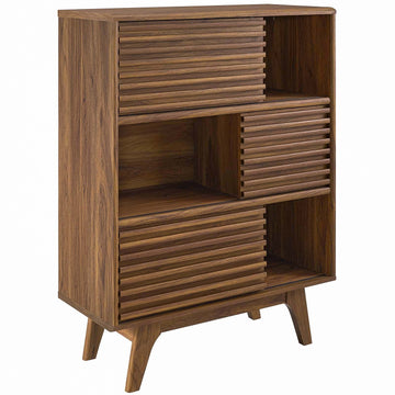 Modern Render Three Tier Display Floor Stand Cabinet - Book Matched  Open Shelf Cabinet