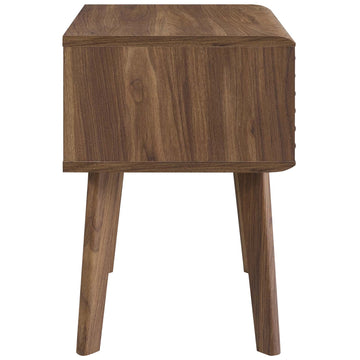 Mid Century Render Modern End Table Nightstand With Four Tapered Wood Legs - Small End Table In Walnut Grain Laminate