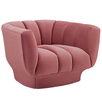 Modern Entertain Vertical Channel Armchair - Tufted Performance Velvet Lounge Accent Chair