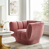 Modern Entertain Vertical Channel Armchair - Tufted Performance Velvet Lounge Accent Chair - BUILDMYPLACE